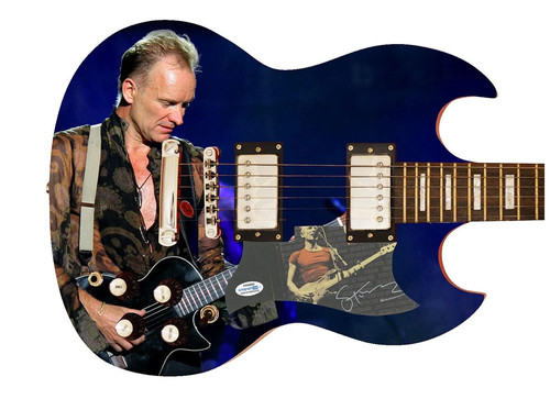 Sting Signed Autographed Custom Photo Graphics Guitar ACOA