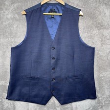 Awareness Kenneth Cole Navy Slim Fit Vest Subtle Plaid Size 2XL Fits Size XL