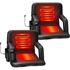 Set of 2 Heated Stadium Seat Bleacher Chair w/ 12V 20W PD Fast Charging 3 Levels