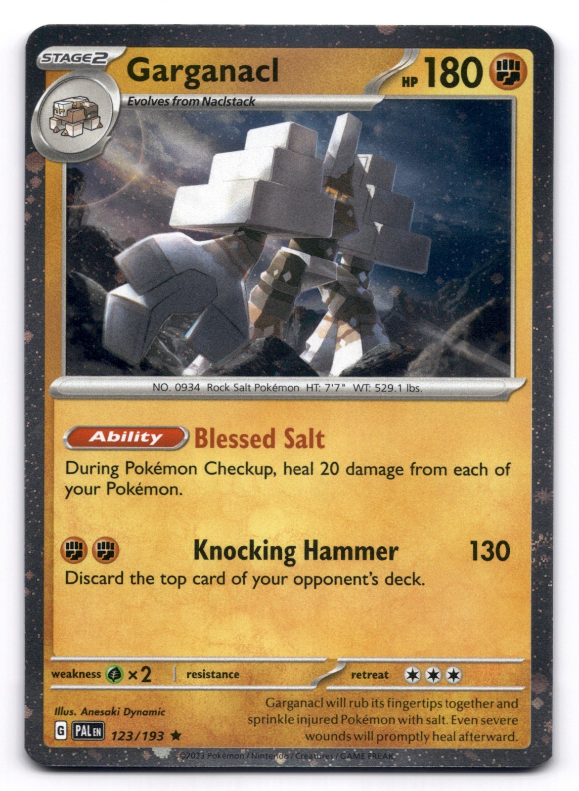 Garganacl NM Cosmos Holo 123/193 Paldea Evolved Pokemon TCG Holo