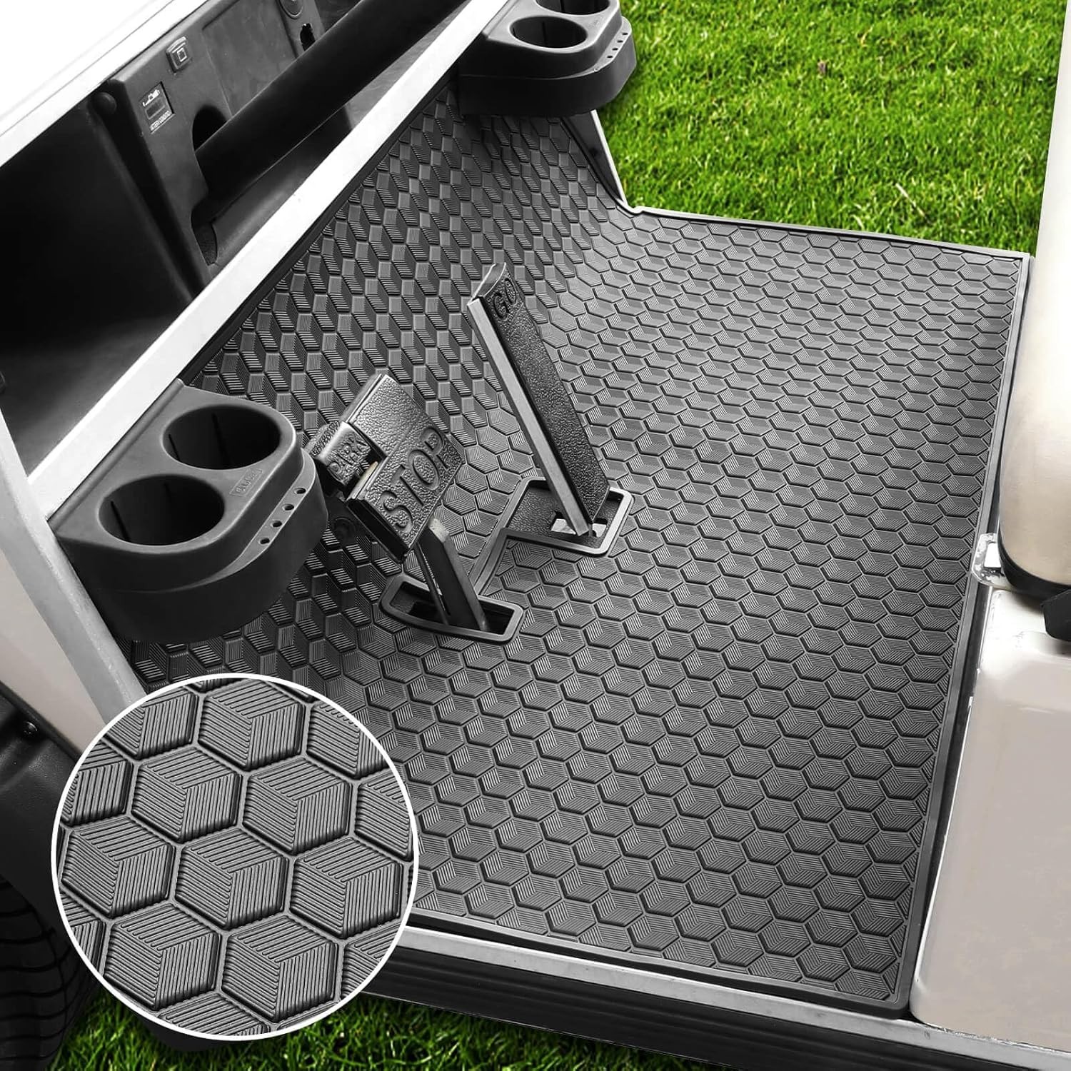 Club Car DS Floor Mat, Upgraded Non-Slip Full Coverage Golf Cart Floor Mat Repla