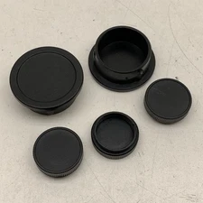 Lot of (5) Microscope Eyepiece & Objective Lens Dust Caps, 30mm and 20mm