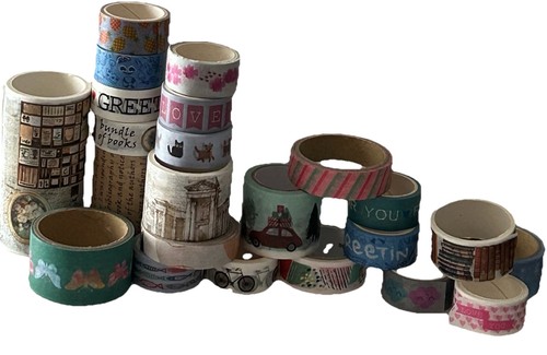 Multicolor Washi Tape Rolls Floral Stripes Animal Text Bicycle Books Patterns