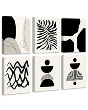 Drsoum Abstract Boho Wall Art Minimalist Geometric Framed Boho Room Decor Bla...