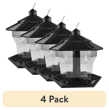 (4 pack) Pennington Earth Smart, Black Recycled Hopper Wild Bird Feeder