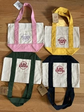 NWT Trader Joe’s mini canvas reusable tote bags set of  4 Colors 