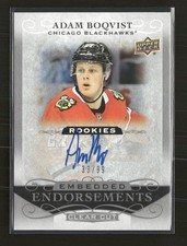 2019-20 Upper Deck Clear Cut Embedded Endorsements Adam Boqvist #/99 Auto #EE-AB