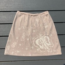 Vintage Y2K beige cream butterfly floral skirt Leslie Fay, coquette fairy