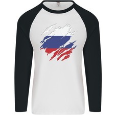 T-Shirt De Baseball L/S Pour Hommes Drapeau De La Russie Jour Du Football