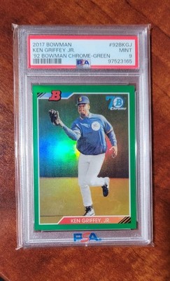 2017 Bowman Chrome Ken Griffey Jr #92BKGJ Green /99 PSA 9