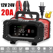 Car Battery Charger 12V/24V 20A Maintainer Trickle Charger Motorcycle LiFePO4 US