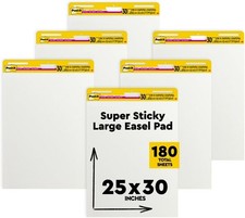 Post-it Super Sticky Easel Pad Large Flip Paper 25" x 30", 30 Sheets/Pad, 6 Pads