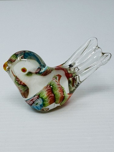 Vintage Murano Stil Kunst Glas Briefbeschwerer Happy Bird Millefiori 2-1/2"