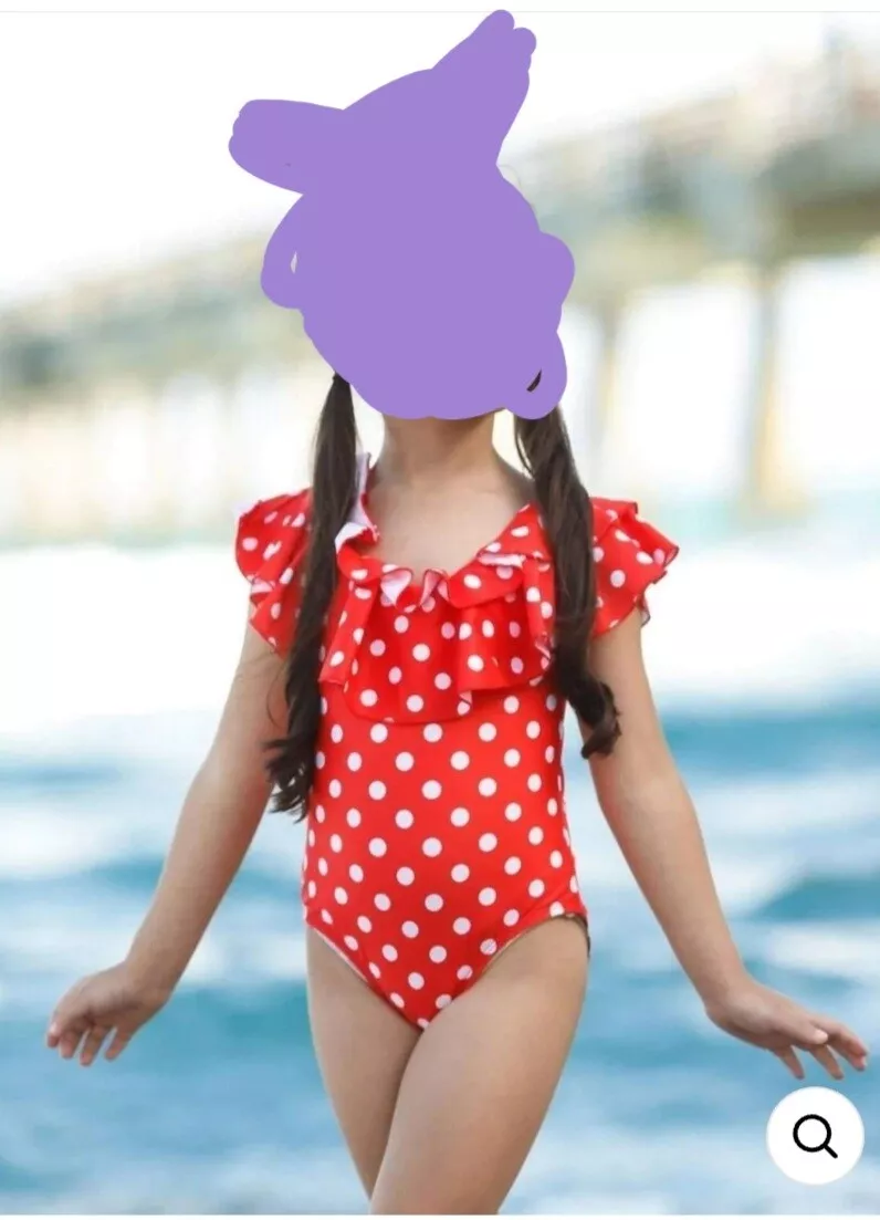 Mia Belle red/white polka dot swimsuit girl size 7/8, fits like size  6/7(NEW)