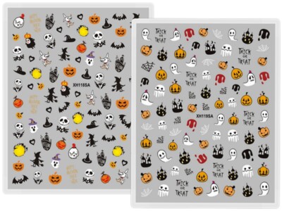 Halloween Nail Sticker Pumpkin Ghost Skull Vampire Evil Eyes Lips Spider Witch