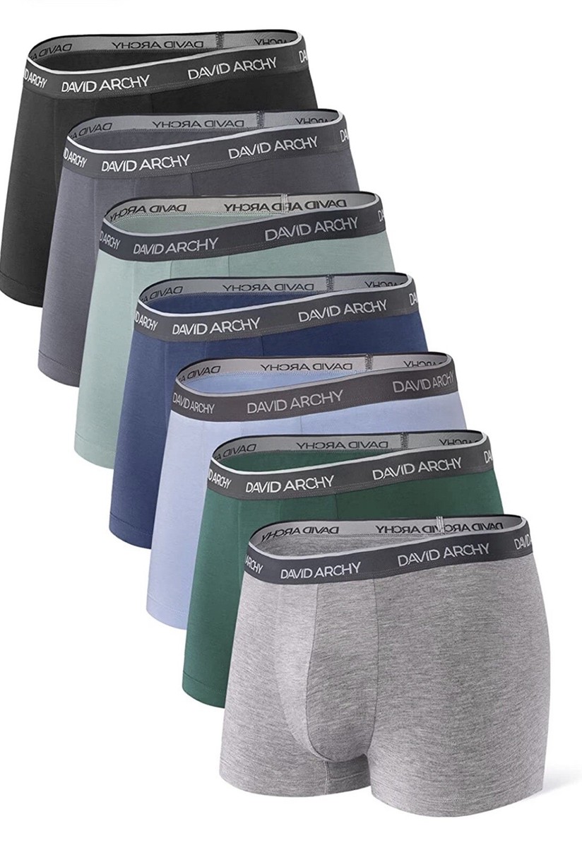 DAVID ARCHY Men's Underwear Ultra Soft Comfy Breathable Bamboo Rayon Trunks  in