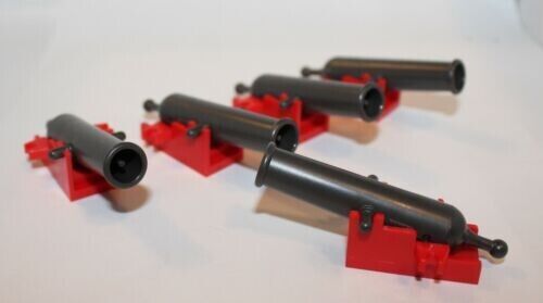 NEW - Lego - Lot of 5 Pirate / Castle Projectile Launcher Cannons with Red Bases - Picture 1 of 1