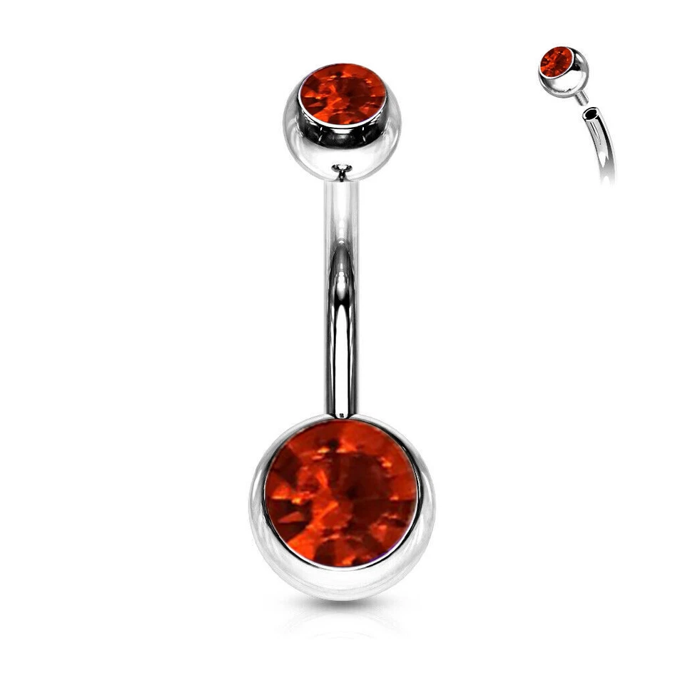 1 Ct Round Cut Lab-Created Gemstone Belly Button Ring 14G 1.6 mm Stainless Steel - Image 2 of 4