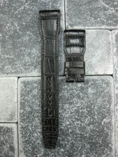 22mm Genuine Leather Deployment Strap Watch Band for IWC BIG PILOT Black 22 R