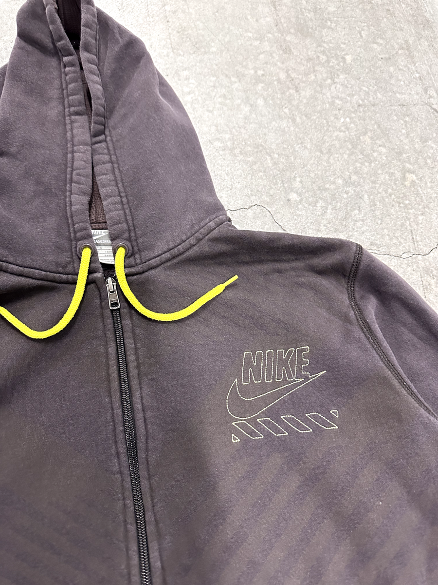 Y2K Nike Mocha Brown Embroidered Full Zip Hoodie Sweatshirt Size