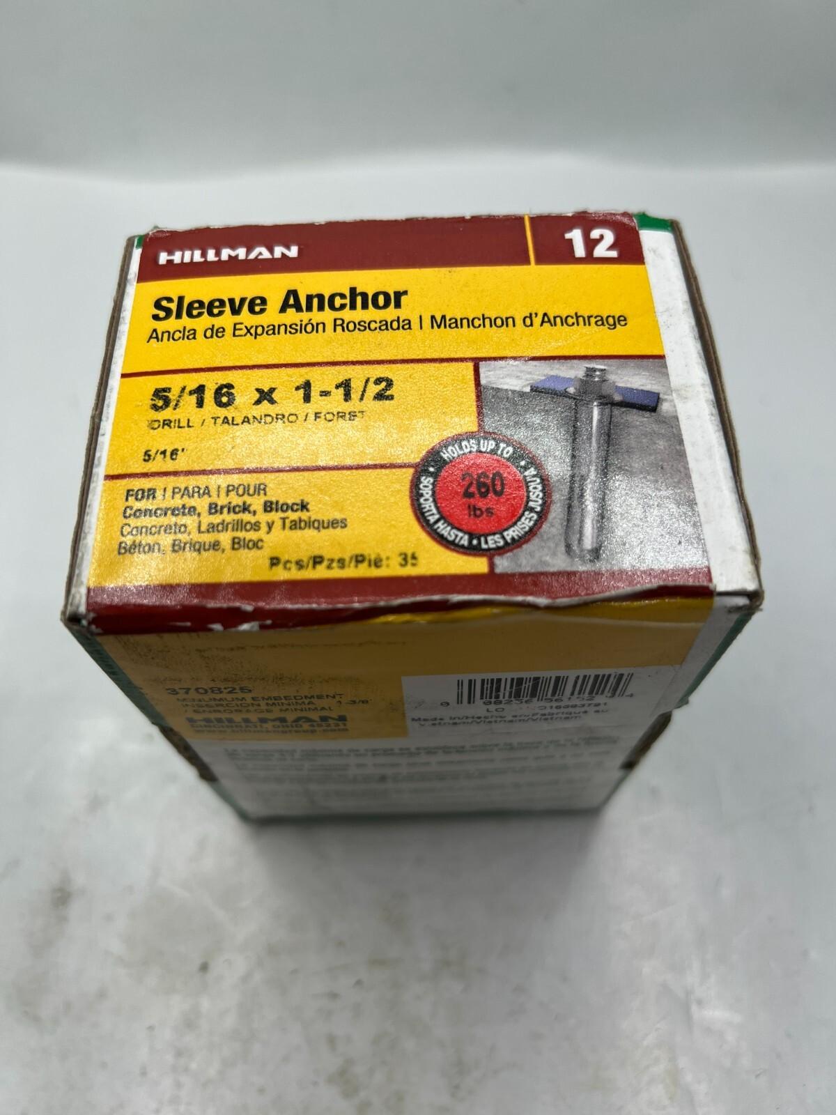 (1) Box of 35 Hillman Sleeve Anchor 5/16 " X 11/2 " Hex Head 11/2
