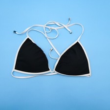 Victorias Secret Large Triangle Bikini Plunge Padded Black White Swimsuit New