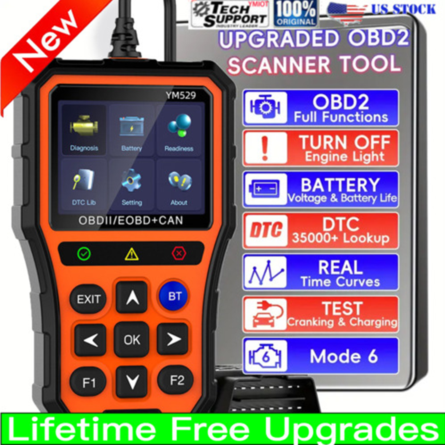 NEW Car OBDII Fault Code Reader Scanner OBD2  Diagnostic Scan Tool w/Bluetooth-image