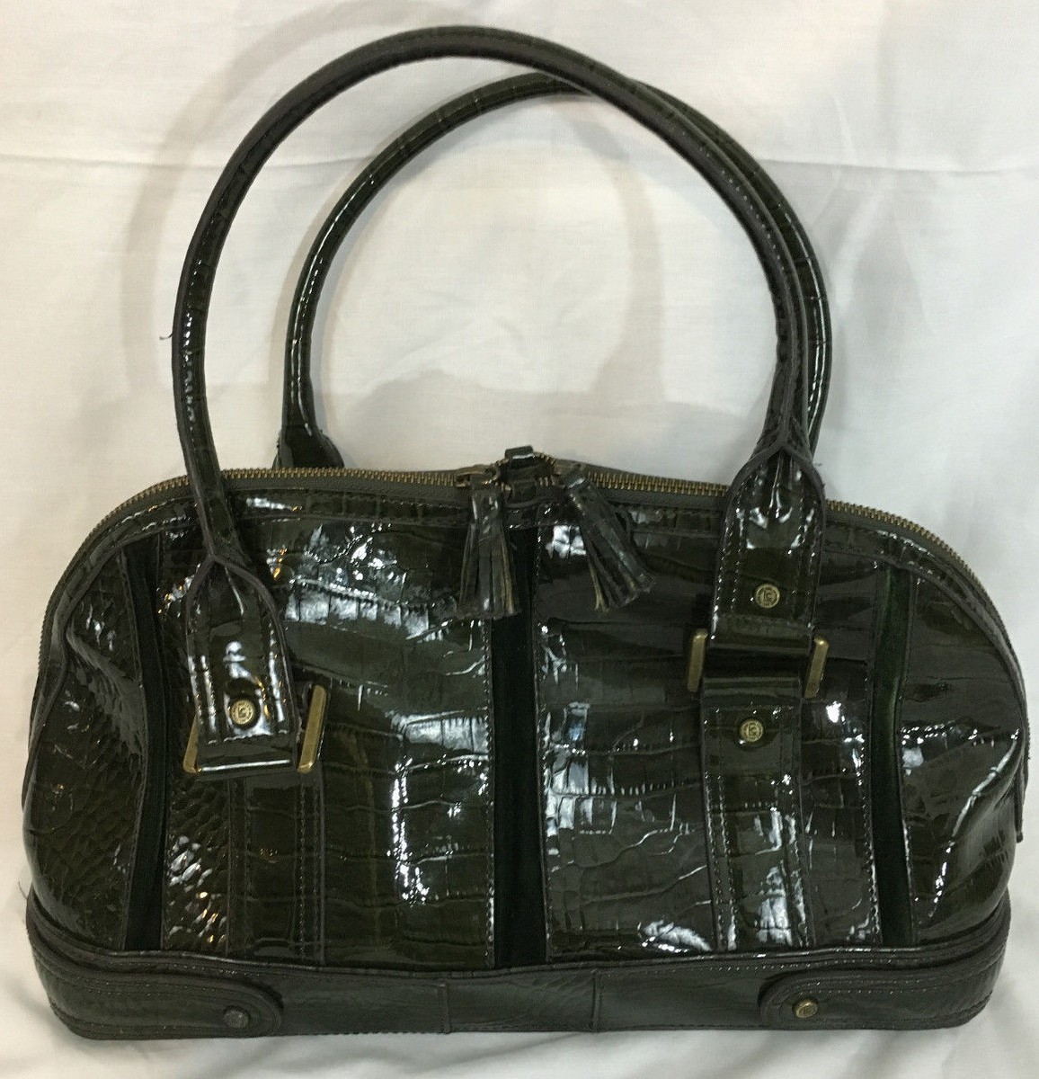 Liz Claiborne Brown Faux Crocodile Skin Pattern Hobo Handbag  display picture 1