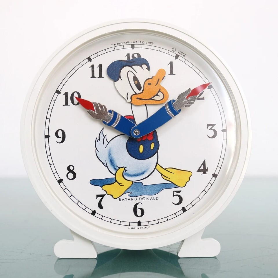 BAYARD DONALD DUCK French MINT NOS Vintage Alarm Clock w BOX Disney