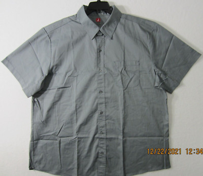 J Threads Shirt Mens 2XL XXL Gray Button Up Short Sleeve Pocket Outdoor Casual