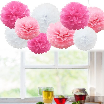 9pcs Wedding Decorations Tissue Paper Pompoms 2 Sizes Party