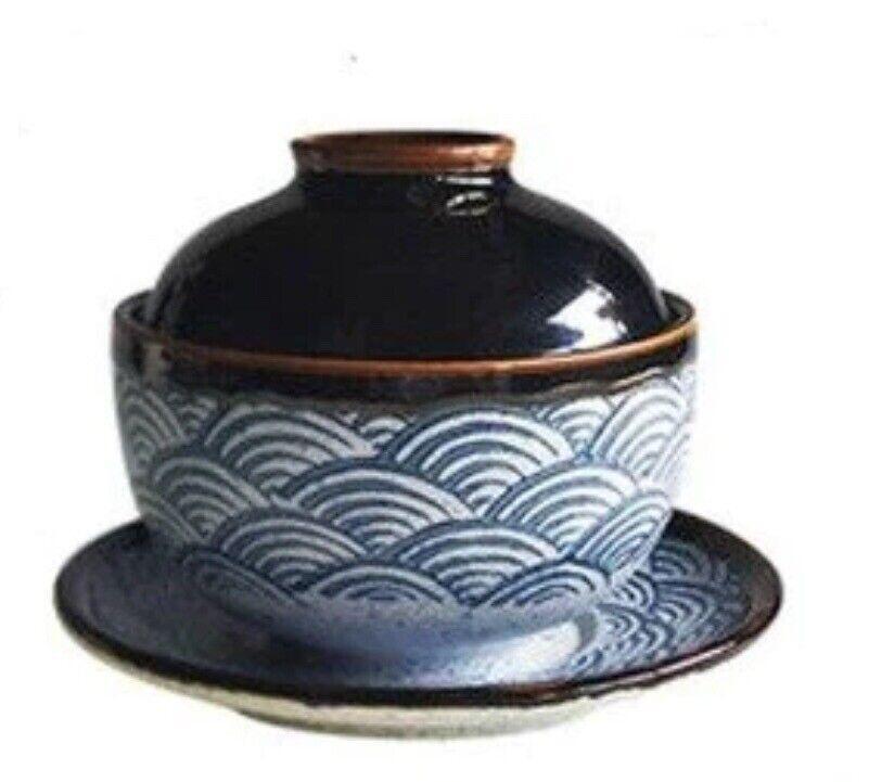Japanische Suppenschüssel Suppenschale Reisschüssel mit Deckel + Unterteller
