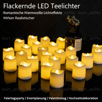24x Led Teelichter Flackernd inkl. Batterien elektrische LED Teelicht Kerzen DE
