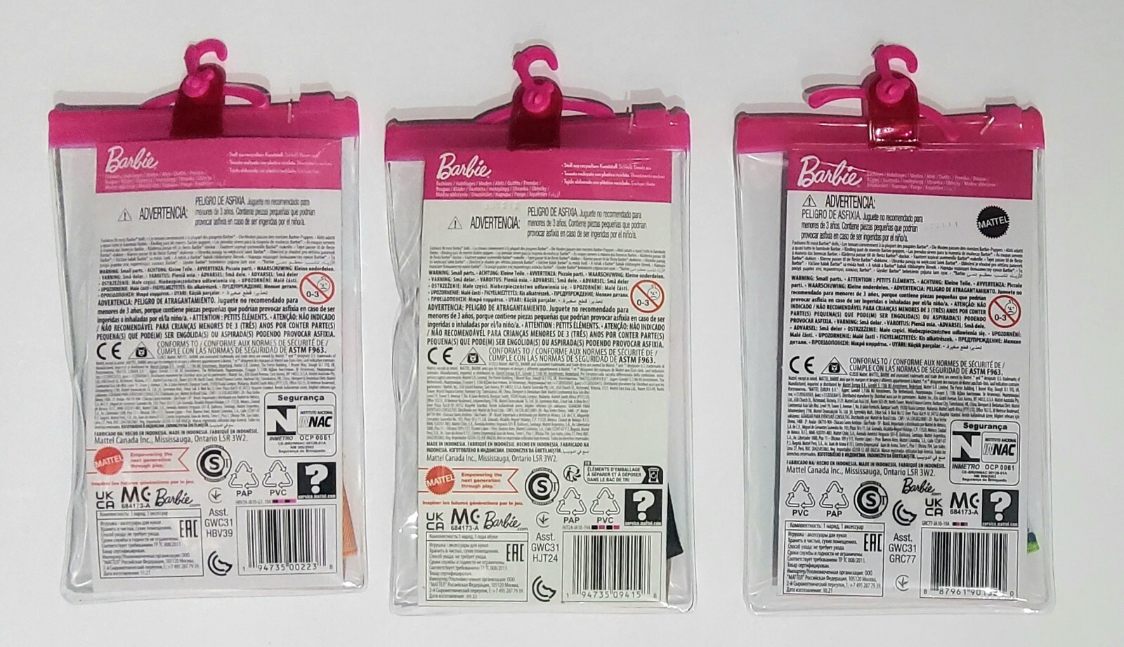 Barbie KEN 3 Sets of Doll Clothing & Accessories Fashion Packs By Mattel