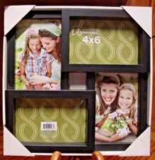 PHOTO FRAME~True Living Essentials~Collage Black for Four 4"x6" Pictures    E21