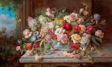 Flowers & Butterflies Classical Art Giclee Printed Oil Painting Print