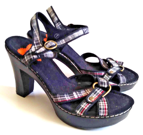 plaid platform heels