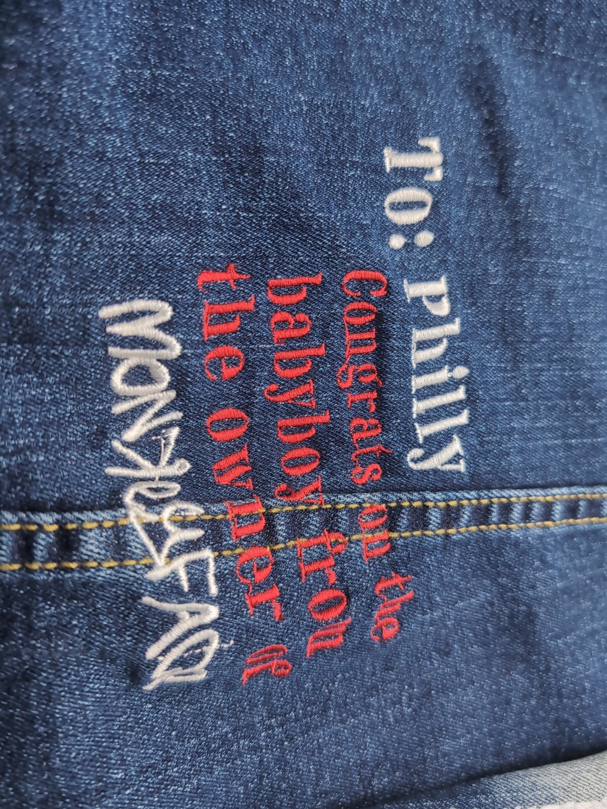 Monkey Face Denim Jacket Size Large - image 12