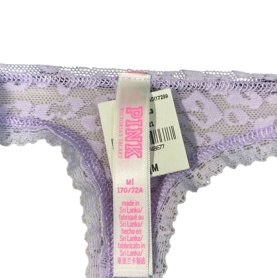 Tanga bragas Victorias Secret rosa encaje lavanda estampado leopardo para mujer talla M -NUEVAS Foto 4 de 4
