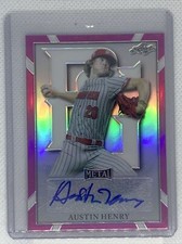 2021 LEAF PERFECT GAME METAL PINK REFRACTOR AUSTIN HENRY AUTO #19/20