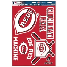 CINCINNATI REDS 4 PIECE MULTI-USE DECALS 11"X17" WINDOWS WALLS LIKE FATHEAD