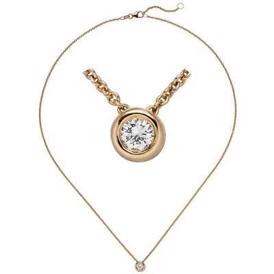 Halskette 585 echt Rotgold Diamant-Anhänger 0,25 ct. 14 Karat Goldkette Damen - Bild 1 von 4