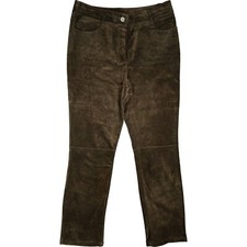Lederhosen 40 L28 Brown Ladies Traditional Oktoberfest Suede Leather Straight W31 L