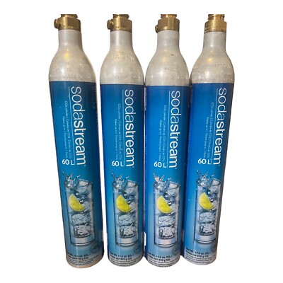 Lot of 4 SodaStream CO2 Cylinder Replacement Canisters Empty 60L 14.5 oz