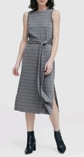 NWT $119 Banana Republic Stripe Ponte Tank Dress Dark Grey/Black Sz S