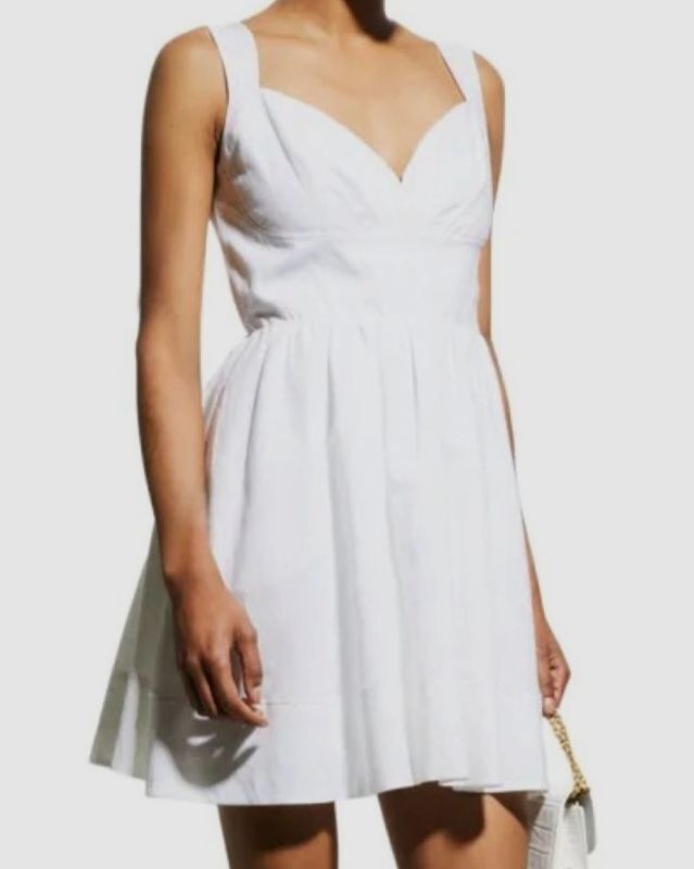 Everly Linen Ramie Sleeveless Mini Dress in White | Milly White / 10