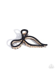 Paparazzi Coquette Clip - Black - High Sheen Black Gold Claw Hair Clip 4 1/2"