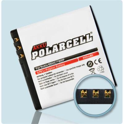 PolarCell Akku für BL-6P - Nokia 6500 Classic 7900 Prism 850 mAh Batterie Handy