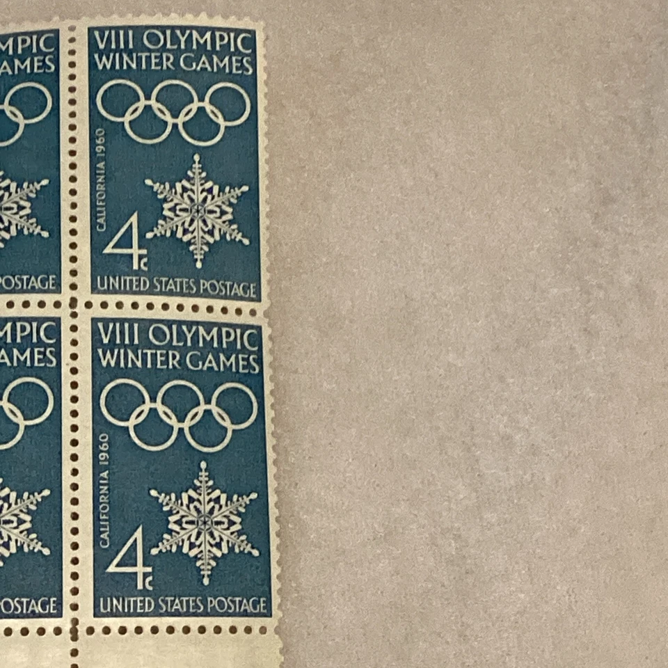 USA Sc#1146 8th Olympic Winter Games Squaw Valley 4Stamp Plate Block 4¢ MNH 1960 - Image 3 of 4