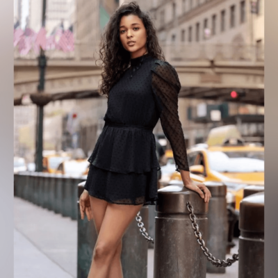 【ゆみ】 NWT Yumi Kim Black Swiss Dot Lovey Layered Ruffled Skirt Mini